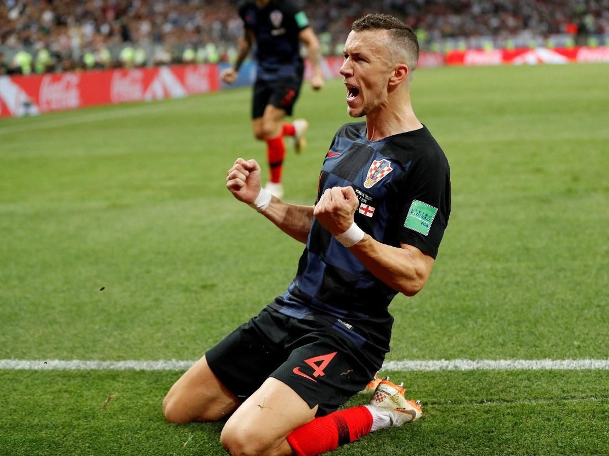 Ivan Perisic merayakan golnya ke gawang Inggris di semifinal Piala Dunia 2018 (Foto: Darren Staples/Reuters)