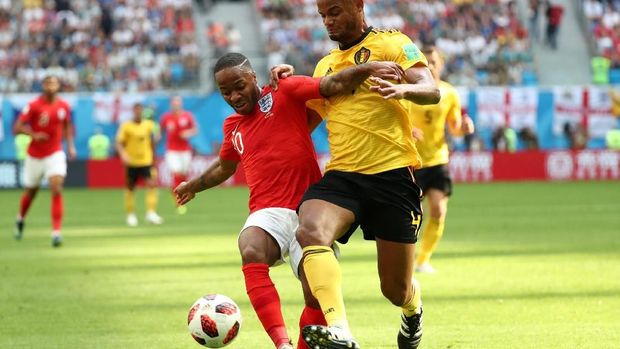 Vincent Kompany dan Raheem Sterling bertemu di perebutan peringkat ketiga Piala Dunia 2018.