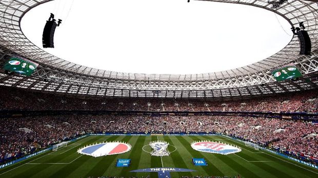 Suasana sebelum pertandingan Prancis vs Kroasia.