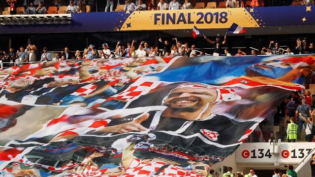 Suasana di Stadion Luzhniki jelang final Piala Dunia 2018.