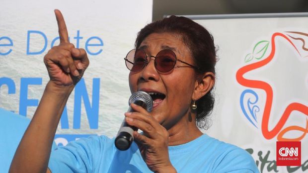 Menteri Kelautan dan Perikanan Susi Pudjiastuti, di Jakarta, Minggu, 15 Juli.