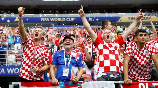 Suporter Kroasia jelang final Piala Dunia 2018.
