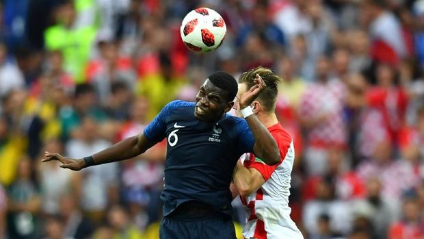 Paul Pogba menyumbang satu gol saat Prancis mengalahkan Kroasia di final Piala Dunia 2018.