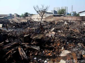 Pasca Kebakaran, Gudang Material di Sunter Rata dengan Tanah