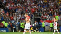 Kroasia harus mengubur impiannya untuk menjuarai Piala Dunia untuk pertama kalinya. Para pemain pun tak kuasa menahan rasa sedih dan kecewa karena kekalahan tersebut. Istimewa/Dan Mullan/Getty Images.