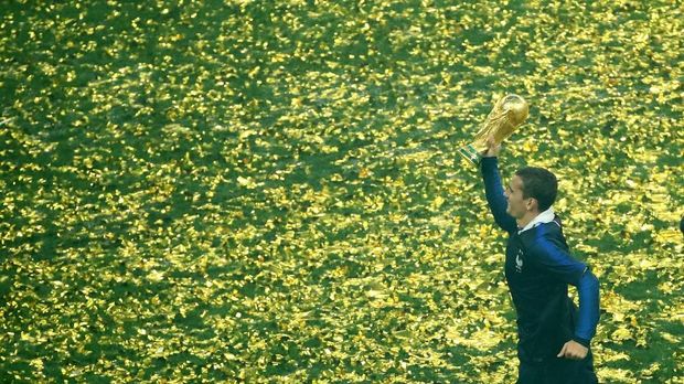 Griezmann ketika merayakan keberhasilan jadi juara Piala Dunia 2018.