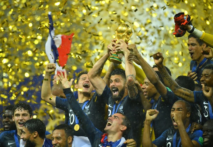 Prancis menjadi juara Piala Dunia 2018. Mereka langsung meluapkan kegembiraannya di Luzhniki.
