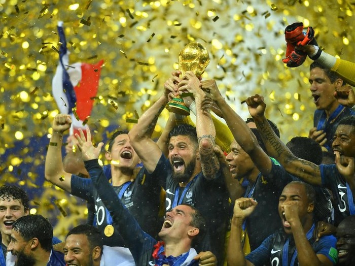 Prancis menjadi juara Piala Dunia 2018. Mereka langsung meluapkan kegembiraannya di Luzhniki.