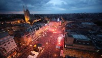 Penyambutan timnas Kroasia dipusatkan di alun-alun Bana Jelacica di tengah kota Zagreb. Foto: Marko Djurica/Reuters