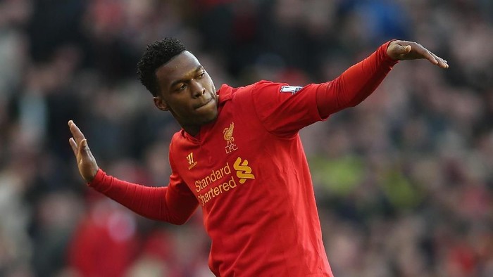 LIVERPOOL, ENGLAND - FEBRUARY 17:  Daniel Sturridge of Liverpool celebrates with a dance after scoring the fifth goal from the penalty spot during the Barclays Premier League match between Liverpool and Swansea City at Anfield on February 17, 2013 in Liverpool, England.  (Photo by Clive Brunskill/Getty Images)