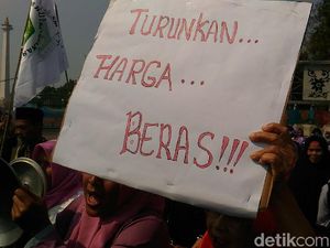 Demo Sembako Murah, Emak-emak Bawa Peralatan Dapur di Depan Istana