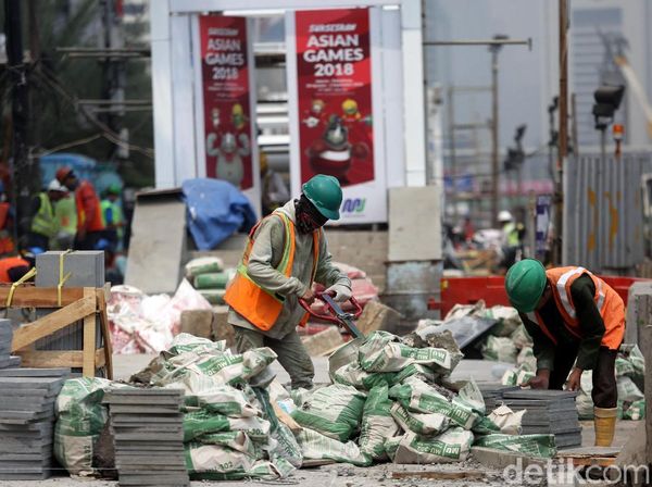 Sambut Asian Games, Pengerjaan Trotoar MH Thamrin Dikebut