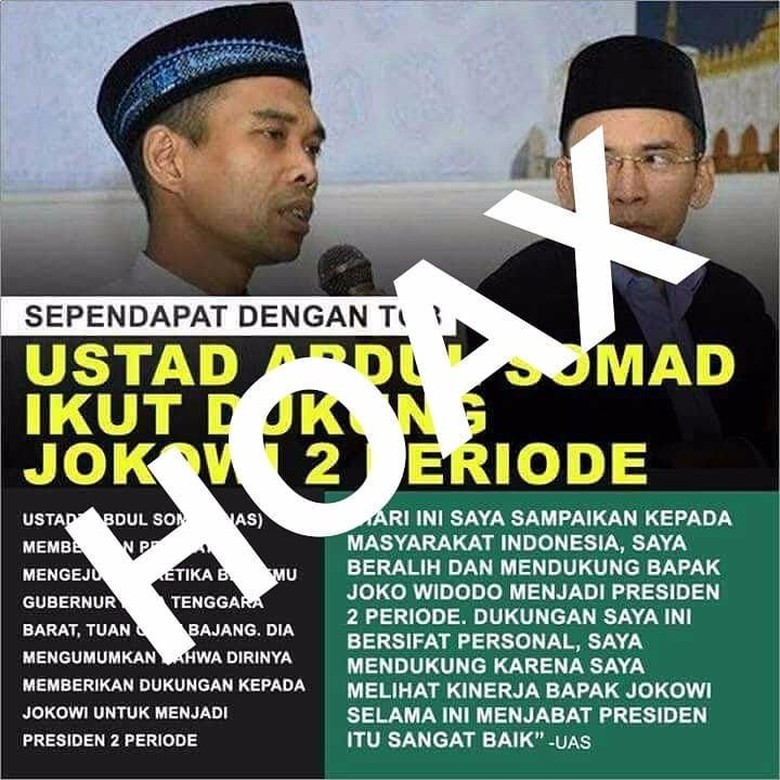 Ustaz Abdul Somad soal Meme Dukung Jokowi 2 Periode: Itu Hoax