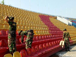 Begini penampakan seluruh kursi di Stadion Gelora Sriwijaya usai diperbaiki.