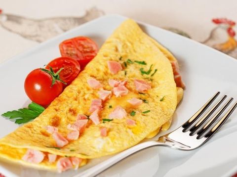 Close up of Omelet with Ham and Cheese
