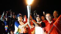 Suasana Pawai Obor Asian Games di Bulukumba Makassar
