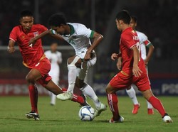 Bagus Kahfi menjadi top skorer sementara Piala AFF U-16 2018 dengan empat gol. Foto: Zabur Karuru/Antara Foto