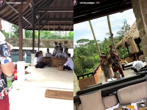 Chrissy Teigen mengenalkan gamelan pada anaknya/