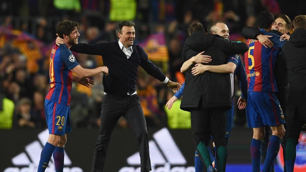 Sergi Roberto dan Luis Enrique semasa di Barcelona. (Foto: Laurence Griffiths/Getty Images)