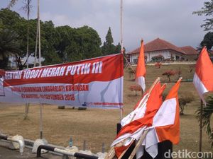 Jelang HUT RI, Gedung Linggarjati Dipasangi 10.001 Bendera
