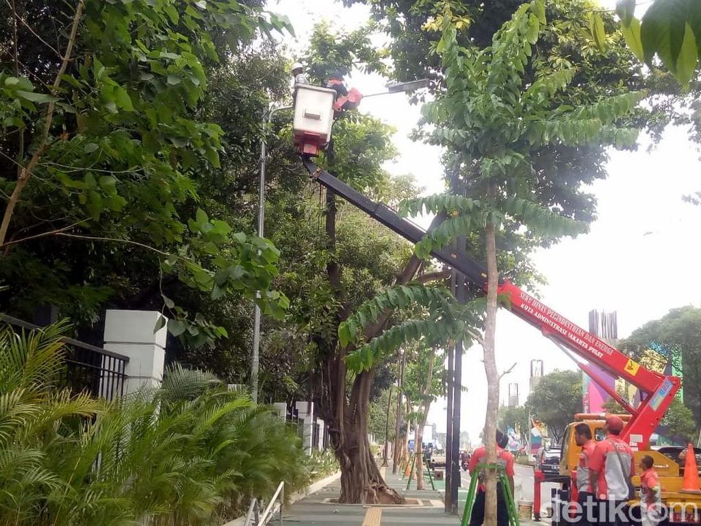 Tiang Halang Rintang Dicabut, Tiang Lampu Dipasang Dekat Taman GBK Tiang Halang Rintang Dicabut, Tiang Lampu Dipasang Dekat Taman GBK