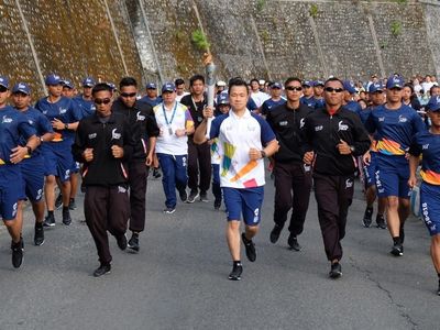 Pawai Obor Asian Games di Sumatera Utara
