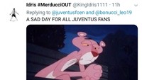 Bonucci didatangkan Juventus usai dibarter dengan Mattia Caldara. Fans yang kecewa malah ada yang menganggap kedatangan bek 31 tahun itu menjadi hari yang menyedihkan. (Foto: Twitter @KingIdris1111)