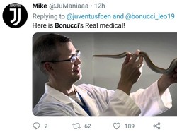 Di media sosial, Bonucci dianggap seperti ular karena memilih hijrah dari Juventus dan bersembunyi di Milan. (Foto: Twitter @JJManiaa)