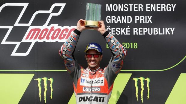 Andrea Dovizioso sudah meraih dua kemenangan seri di MotoGP 2018 namun tertinggal 13 poin dari Valentino Rossi yang belum pernah menang musim ini.