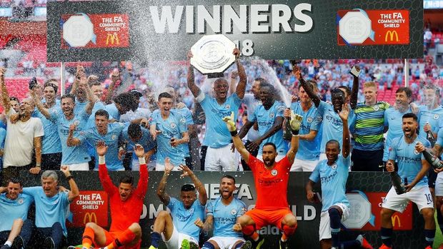 Manchester City meraih gelar Community Shield sebelum Liga Inggris 2018/2019 bergulir.