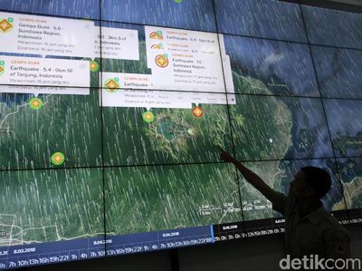 BNPB Pantau Gempa Lombok Lewat Layar Raksasa