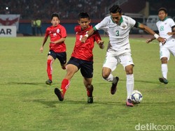 Indonesia berhadapan dengan Kamboja di Stadion Gelora Delta, Sidoarjo, Senin (6/8/2018). Ini adalah laga kelima Indonesia di Piala AFF U-16 2018. Foto: Suparno/detikSport