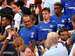 Chelsea harus puas dengan medali perak. Kekalahan ini menandai bahwa Si Biru telah gagal memenangi Community Shield sebanyak lima kali. (Foto: Toby Melville/Reuters)