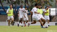 Timnas Palestina saat jalani sesi latihan di Lapangan ABC, Senayan, Jakarta, Kamis (9/8/2018). (Foto: Rachman Haryanto)