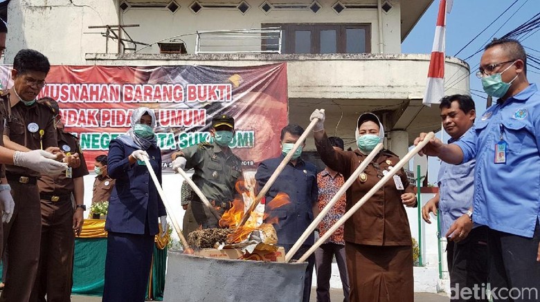 Aroma Ganja Menyengat Saat Dibakar Kejari Kota Sukabumi