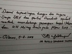 PD: Tulisan Tangan SBY Dukung Jokowi-Maruf Hoax