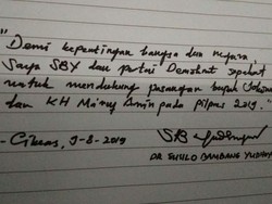 PD: Tulisan Tangan SBY Dukung Jokowi-Maruf Hoax