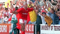 Didatangkan dari Juventus, debut Fabrizio Ravanelli bersama Middlesbrough langsung diwarnai hat-trick yang membuat laga kontra Liverpool di pekan perdana berakhir 3-3. (Getty Images)