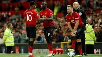 Di kubu MU, Romelu Lukaku masuk sebagai pengganti untuk Marcus Rashford. Foto: Andrew Boyers/Action Images via Reuters