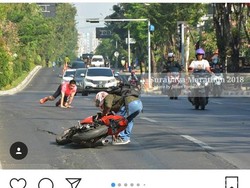 Viral Peserta Surabaya Marathon dan Biker Adu Bogem