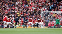 Bertandang ke Stadion Emirates, Minggu (12/8/2018) malam WIB, City memulai pertandingan dengan baik. Raheem Sterling membobol gawang Arsenal lewat sepakan dari luar kotak penalti di menit ke-14. (Foto: Eddie Keogh/Reuters)