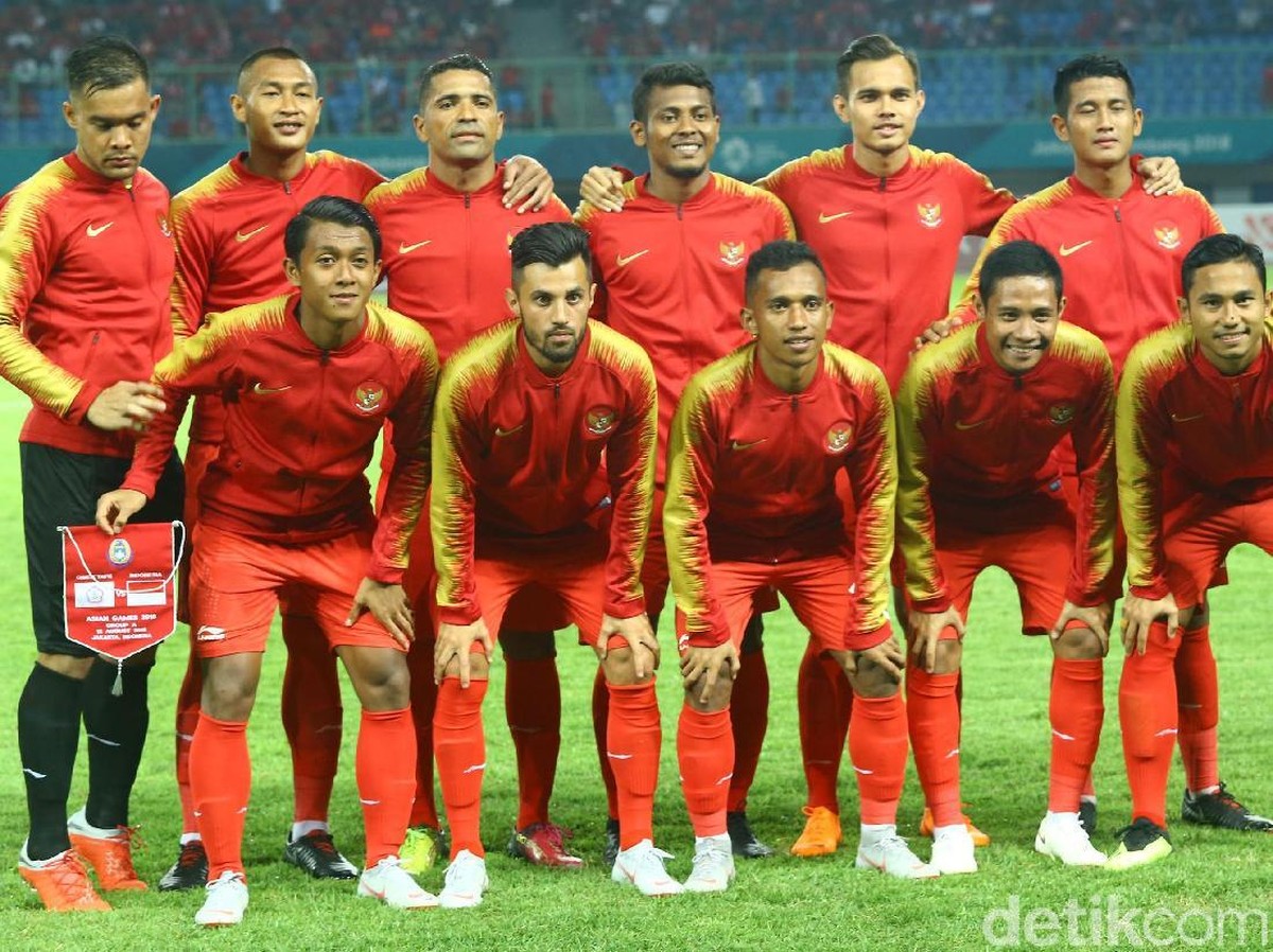 Skuat timnas Indonesia U-23 saat melawan Taiwan di Asian Games 2018. (Foto: Grandyos Zafna/detikcom)