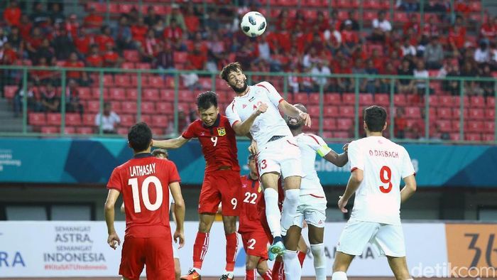 Timnas Palestina di laga melawan Palestina di Asian Games 2018. (Foto: Grandyos Zafna/detikCom) Timnas Palestina di laga melawan Palestina di Asian Games 2018. (Foto: Grandyos Zafna/detikCom)