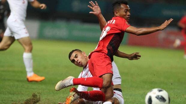 Timnas Indonesia U-23 kesulitan memberikan ancaman ke gawang Palestina.