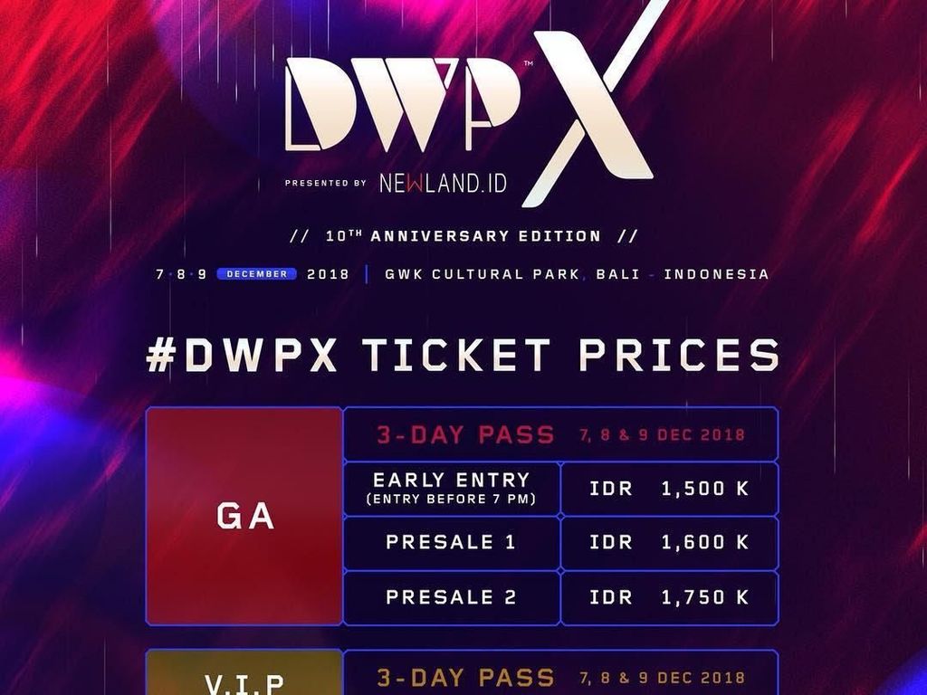 Digelar di Bali, Tiket Konser DWP Dijual hingga Rp 3,3 Juta Digelar di Bali, Tiket Konser DWP Dijual hingga Rp 3,3 Juta
