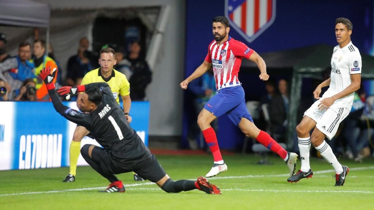 Diego Costa di laga Atletico Madrid vs Real Madrid di Piala Super Eropa 2018. (Foto: Maxim Shemetov/Reuters)