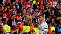 Sergio Ramos mencatatkan diri sebagai pemain pertama yang mencetak gol di dua partai Piala Super Eropa berbeda. Sebelumnya Ramos melakukan di edisi 2016. (Maxim Shemetov/REUTERS)