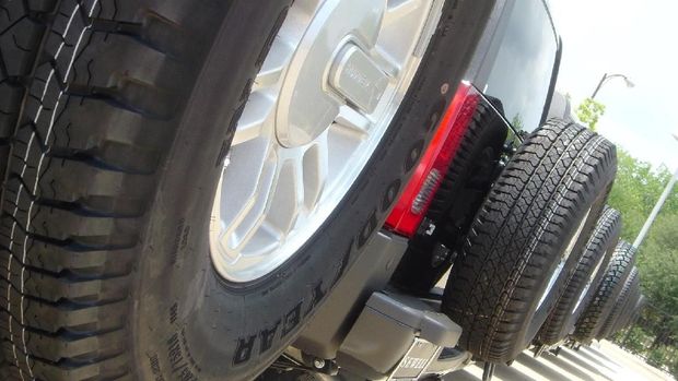 Dallas TX, USA, July 9, 2006: Back of Hummers with Good Year Tires on a Hummer dealership parking lot in the Dallas/Fort Worth, Texas area.