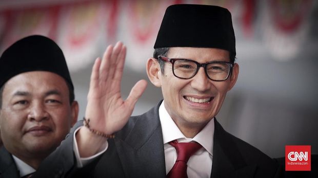 Bakal calon wakil presiden Sandiaga Uno, di Kampus Universitas Bung Karno (UBK), Jakarta, 17 Agustus.