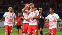 Irfan Jaya mencetak gol pamungkas Indonesia di laga ini yang membawa timnya menang 3-0. Indonesia kini ada di posisi ketiga grup dengan enam poin. (INASGOC/Hery Sudewo/Sup/18)